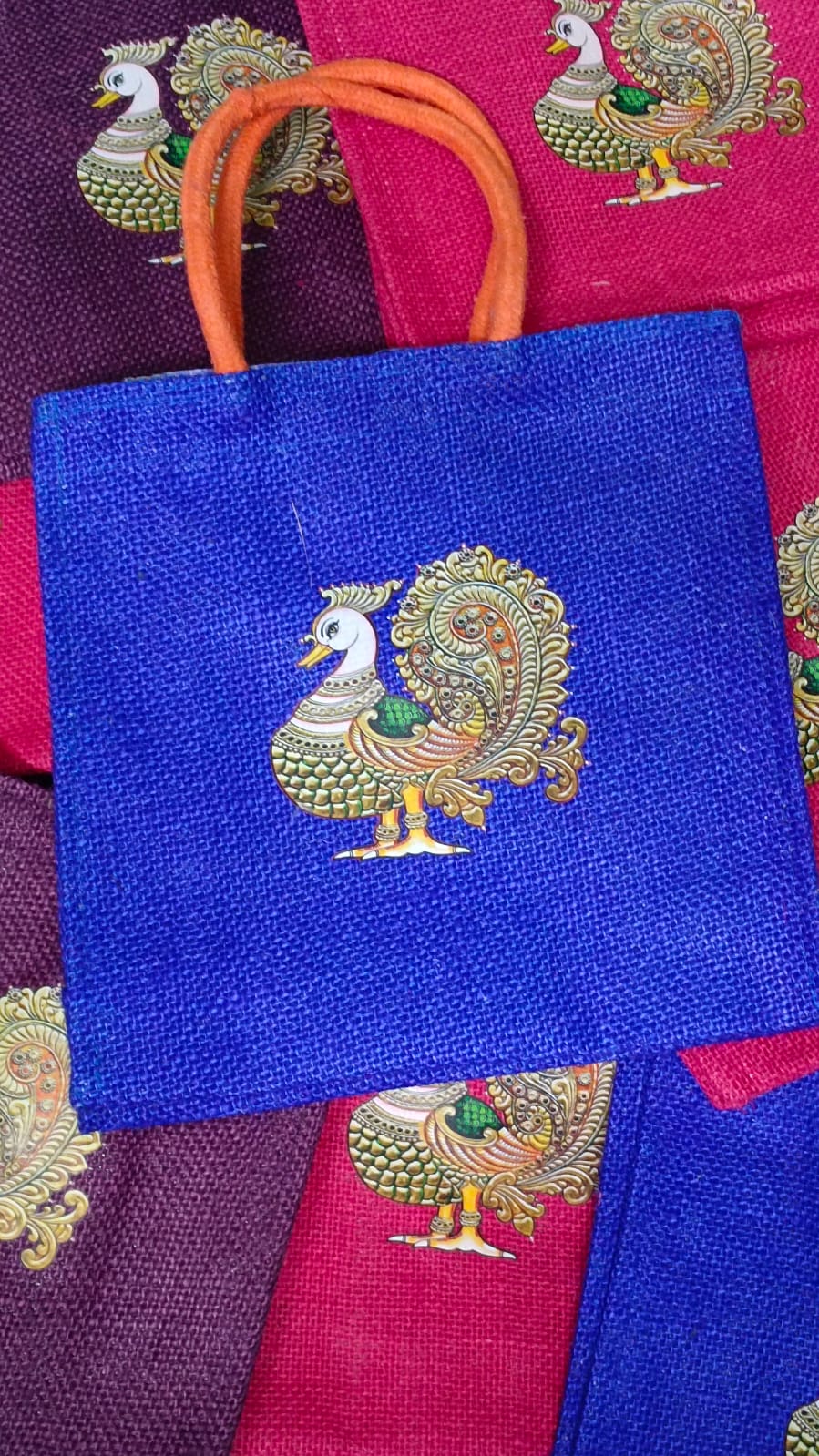 Jute Silk Bag - Blue
